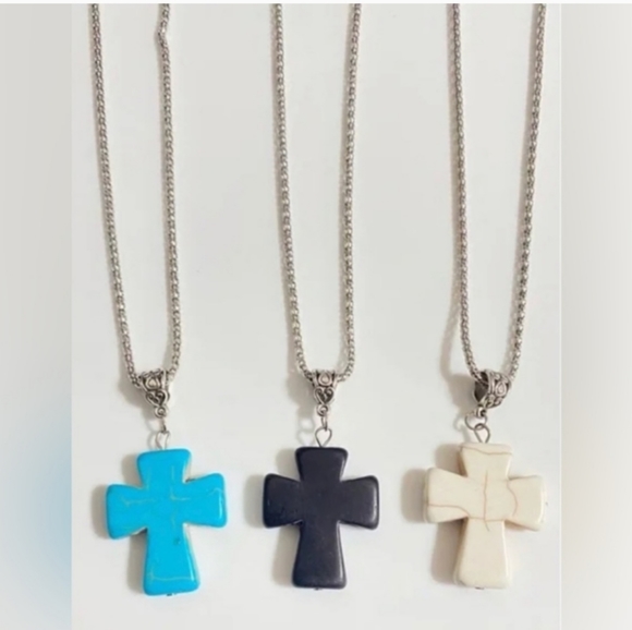 Black Cross on Silver Chain - Picture 10 of 10